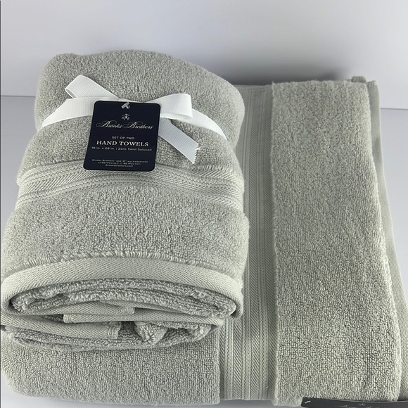 3 Pc Brooks Brothers Gray Bath Towel Set Premium Cotton Zero Twist Solucell NEW - Picture 6 of 9